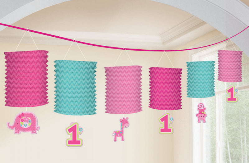 One Wild Animal Pink Lantern Garland Banner