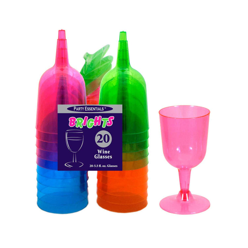 Neon Assorted Blacklight Reactive Wine Glasses