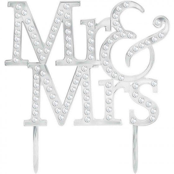 Cake Topper Mr. & Mrs.Plastic with Gems