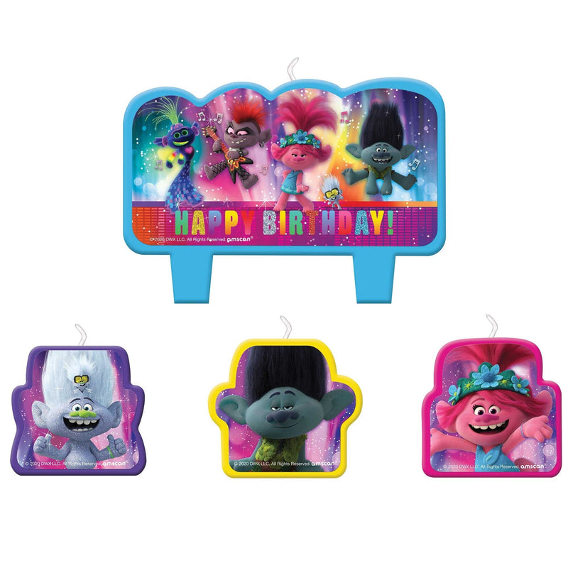 Trolls World Tour 4 Mini Cake Candles Birthday Party Supplies