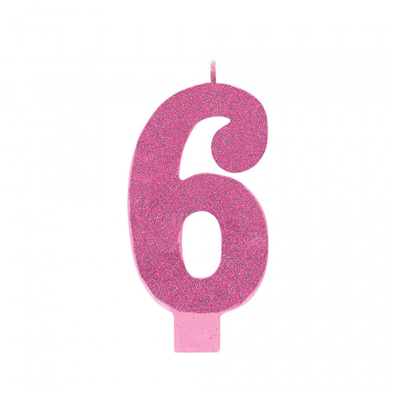 CANDLE LARGE NUMERAL GLITTER