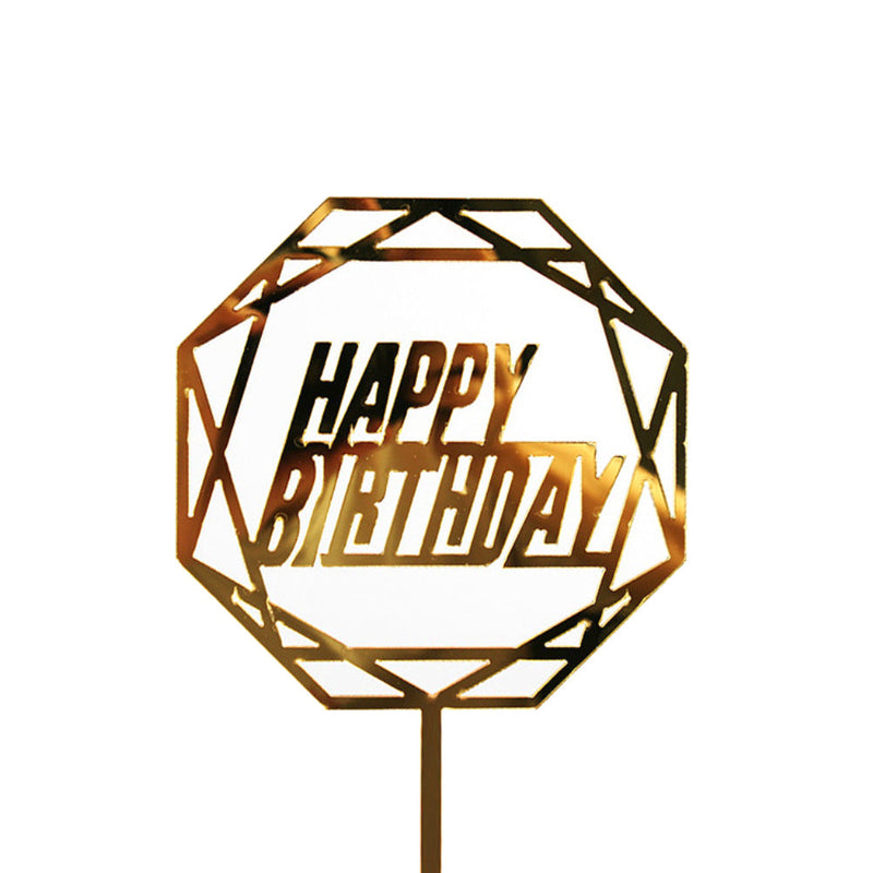 Geometric  Design Acrylic Happy Birthday Cake Topper