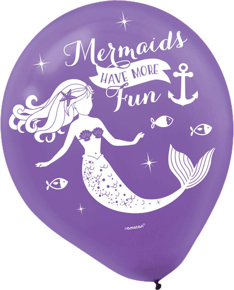 MERMAID WISHES 30CM LATEX BALLOONS-purple