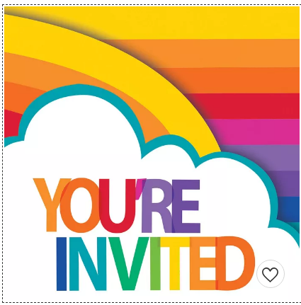 Rainbow Invitations You're Invited Diecut