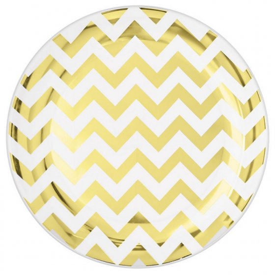 Premium Chevron Gold Round Plate