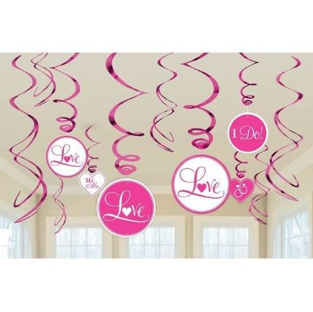 Bridal Hanging Swirls Bright Pink Wedding Decorations