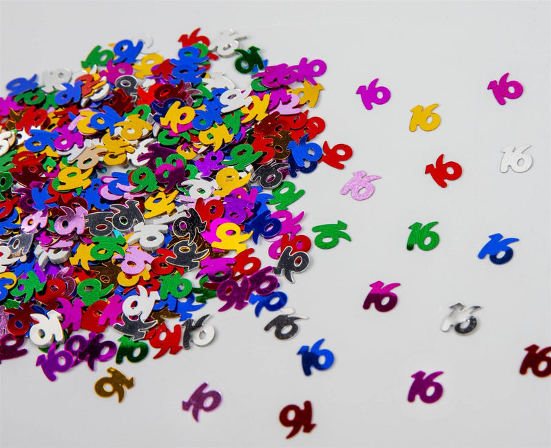 SCATTERS CONFETTI NUMBER 16 MULTICOLOUR BIRTHDAY PARTY SUPPLIES TABLE DECORATION