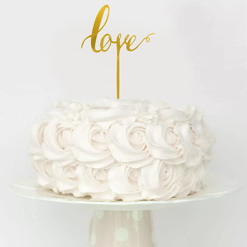 Hand Writing Love Gold Cake Topper