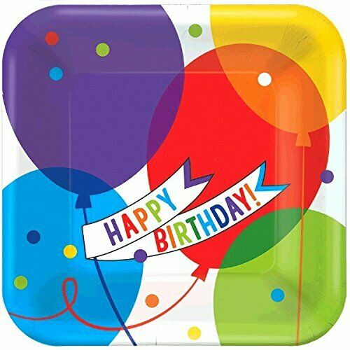 Brilliant Balloons Adult Office Happy Birthday Party 7" Square Dessert Plates
