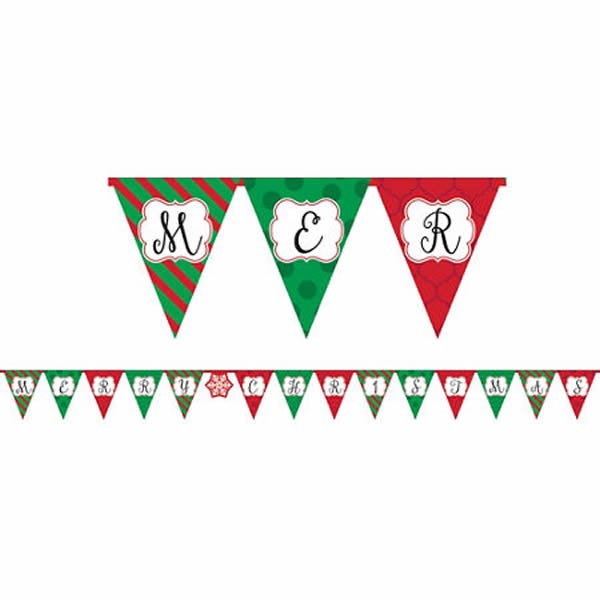 Merry Christmas Paper Pennant Banner