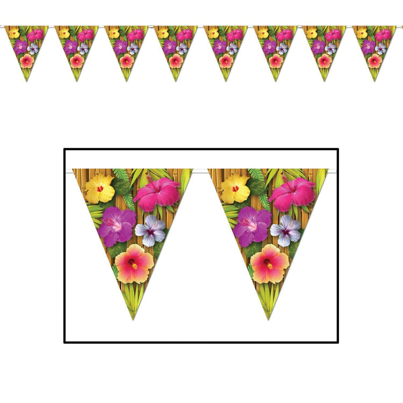 Pennant Flag Banner Luau Flowers