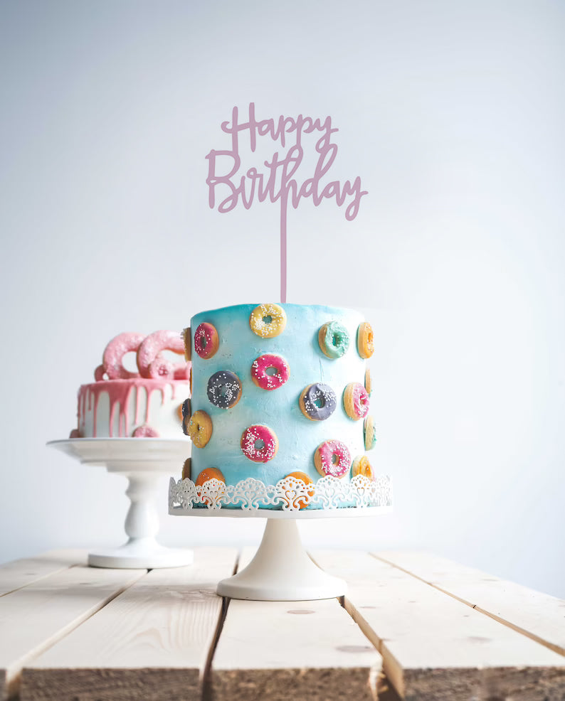 Lilac Happy Birthday Cake Topper