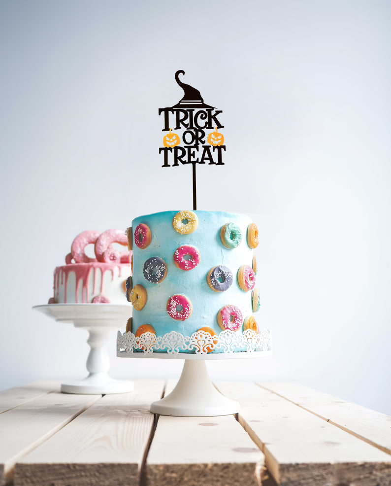 Trick or Treat Black Cake Topper