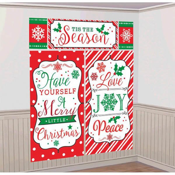Merry Christmas Tis The Season Scene Setters Wall Decorating Kit