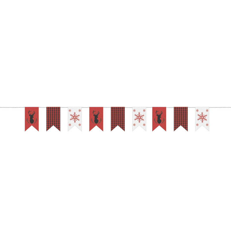 Christmas Theme Burlap Cloth Pennant Banner