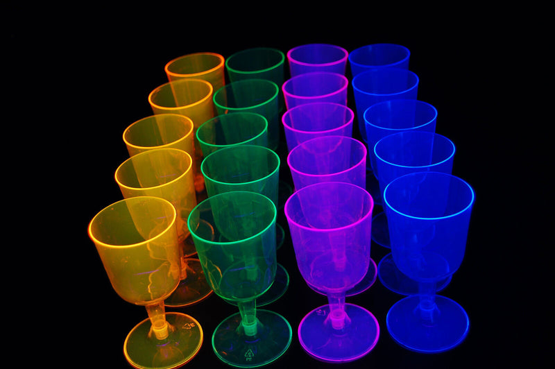 Neon Assorted Blacklight Reactive Wine Glasses
