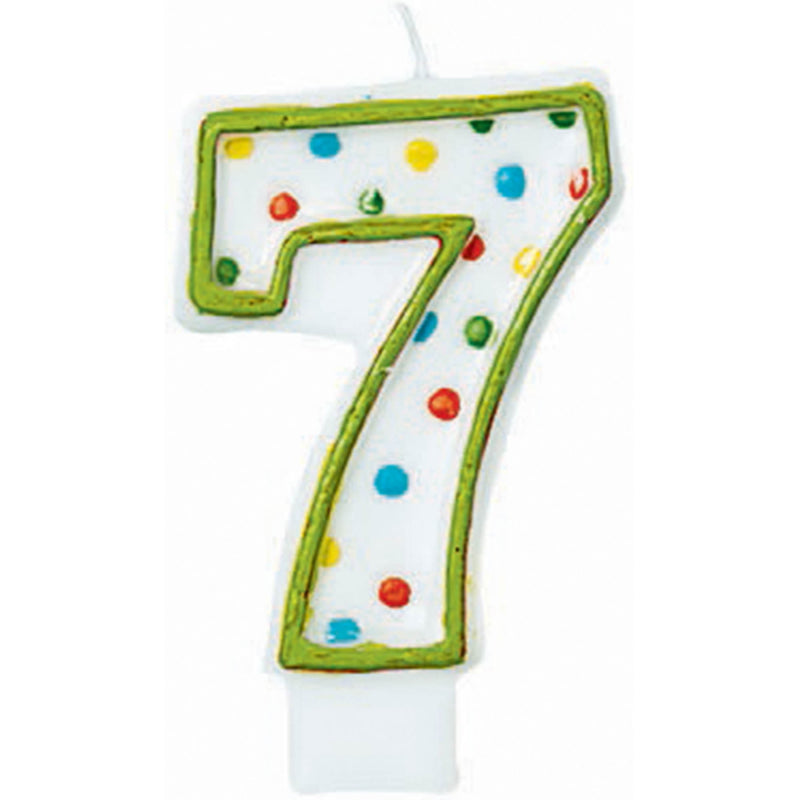 #7 Polka Dots Flat Birthday Candle