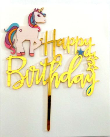 Acrylic Happy Birthday Unicorn Cake Topper