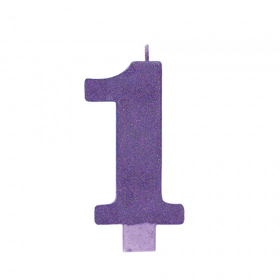 CANDLE LARGE NUMERAL GLITTER