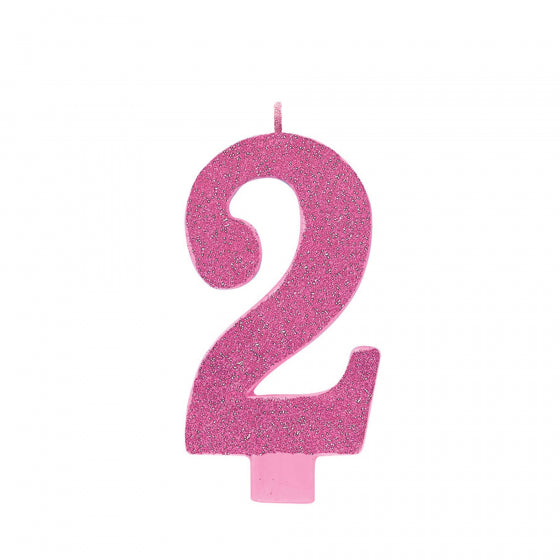 CANDLE LARGE NUMERAL GLITTER