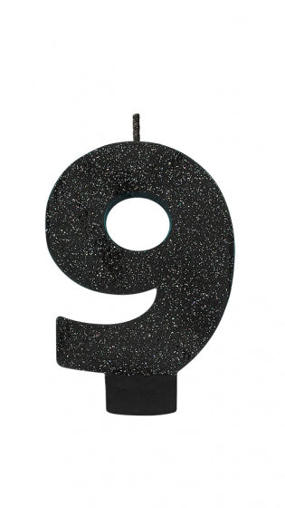 CANDLE NUMERAL GLITTER BLACK