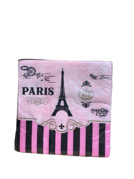 DAY PARTY IN PARIS LUNCH NAPKINS PERFECTLY PINK & BLACK EIFFEL TOWER