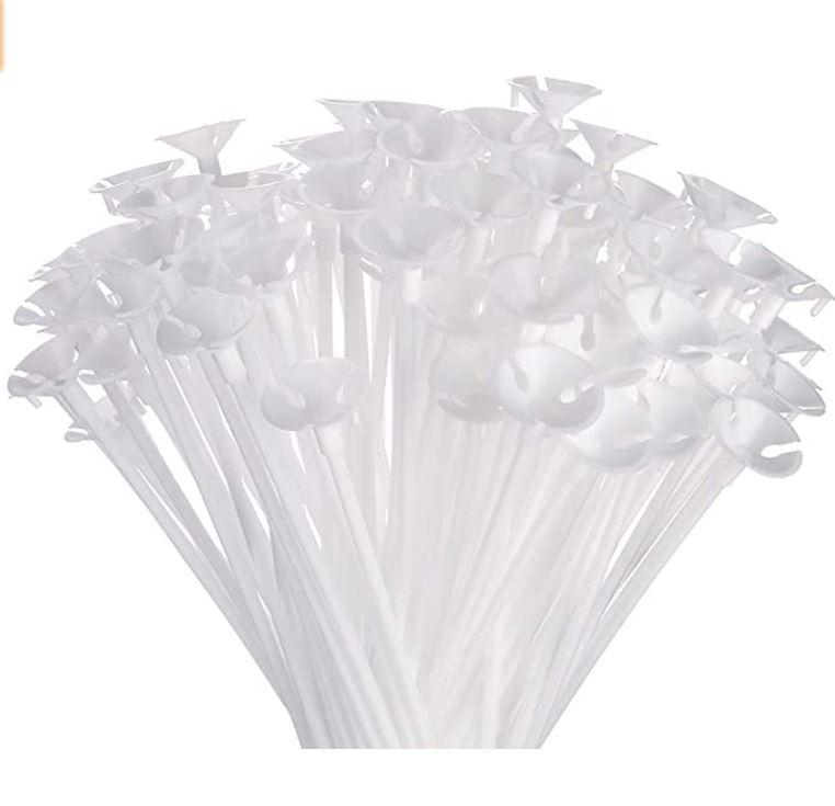 Balloon Sticks White 600 x 5mm Bag 100