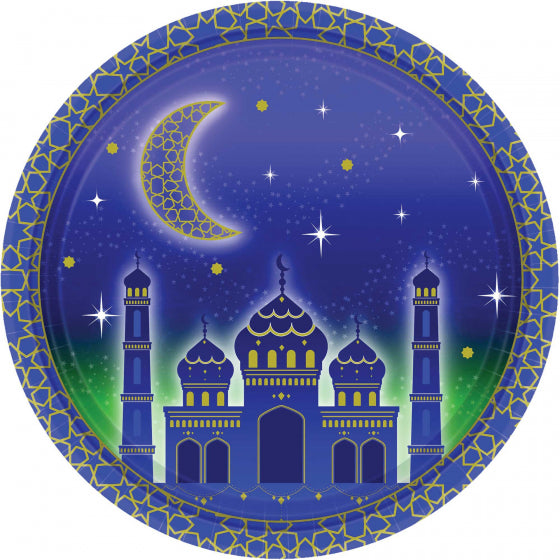 Eid al-Fitr Moon & Stars Round Paper Plates