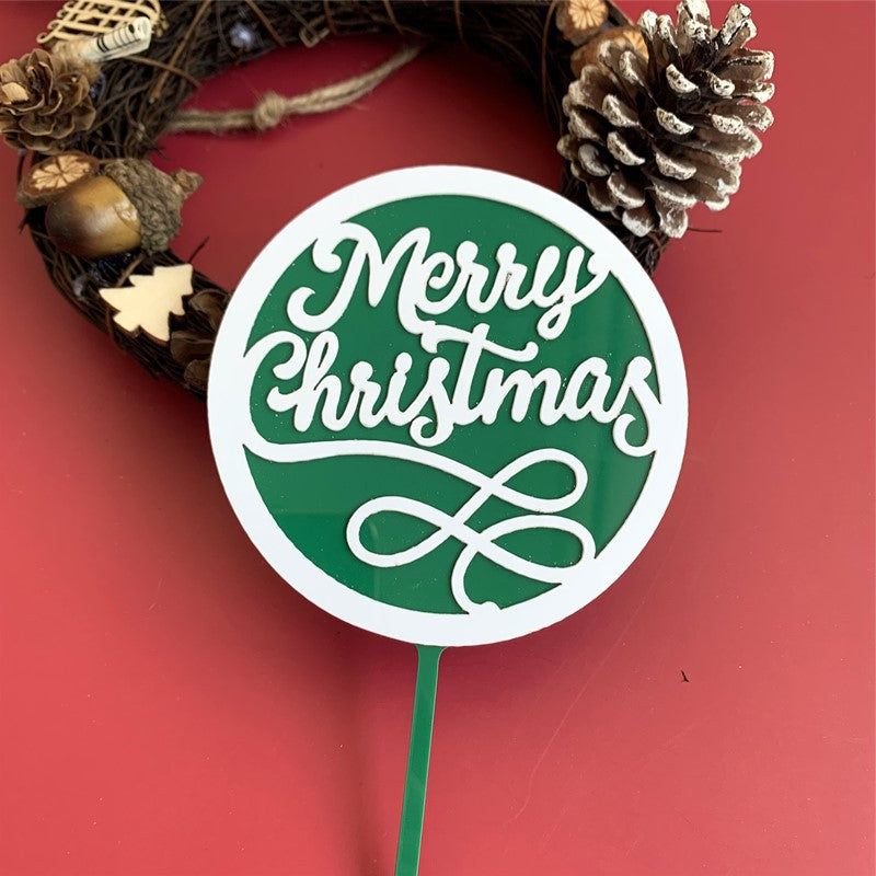 Merry Christmas Arcylic Cake Topper Decoration Green