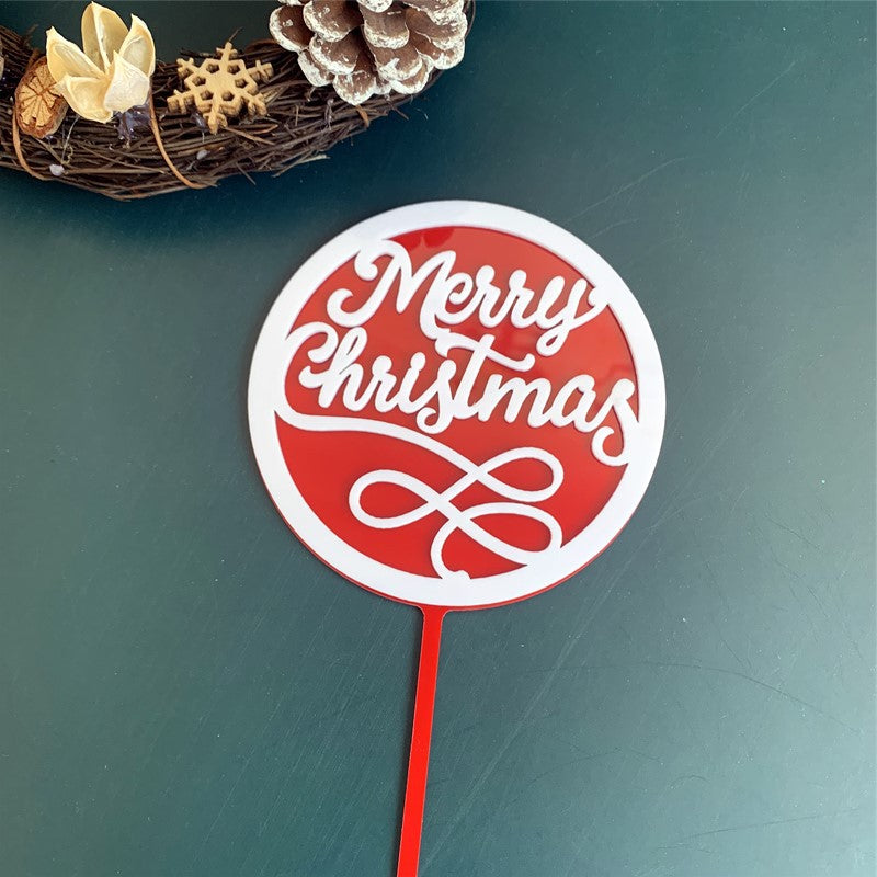 Merry Christmas Arcylic Cake Topper Decoration Red