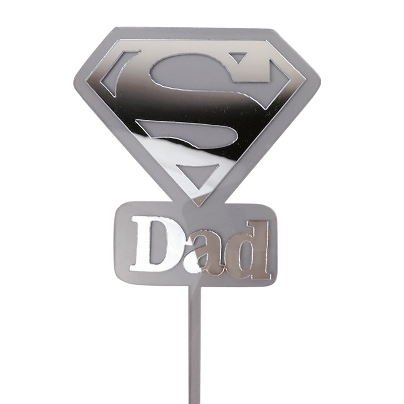 S Dad Silver Cake Topper
