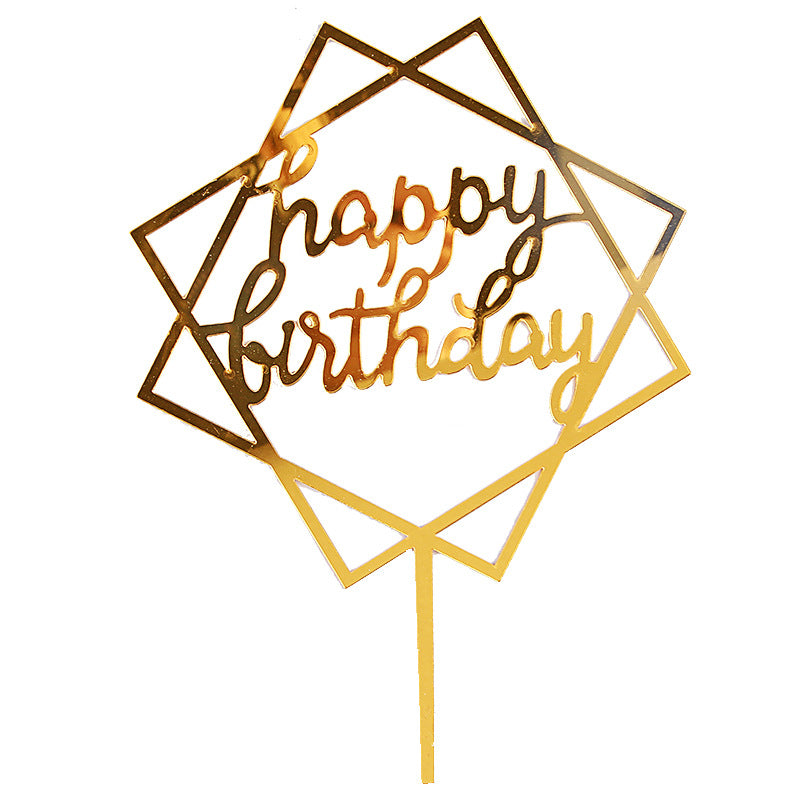 Square Acrylic Happy Birthday Cake Topper