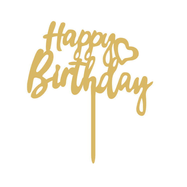 Gold Happy Birthday Cake Topper