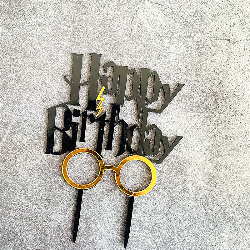 Harry Potter Eyeglasses Happy Birthday Cake Topper