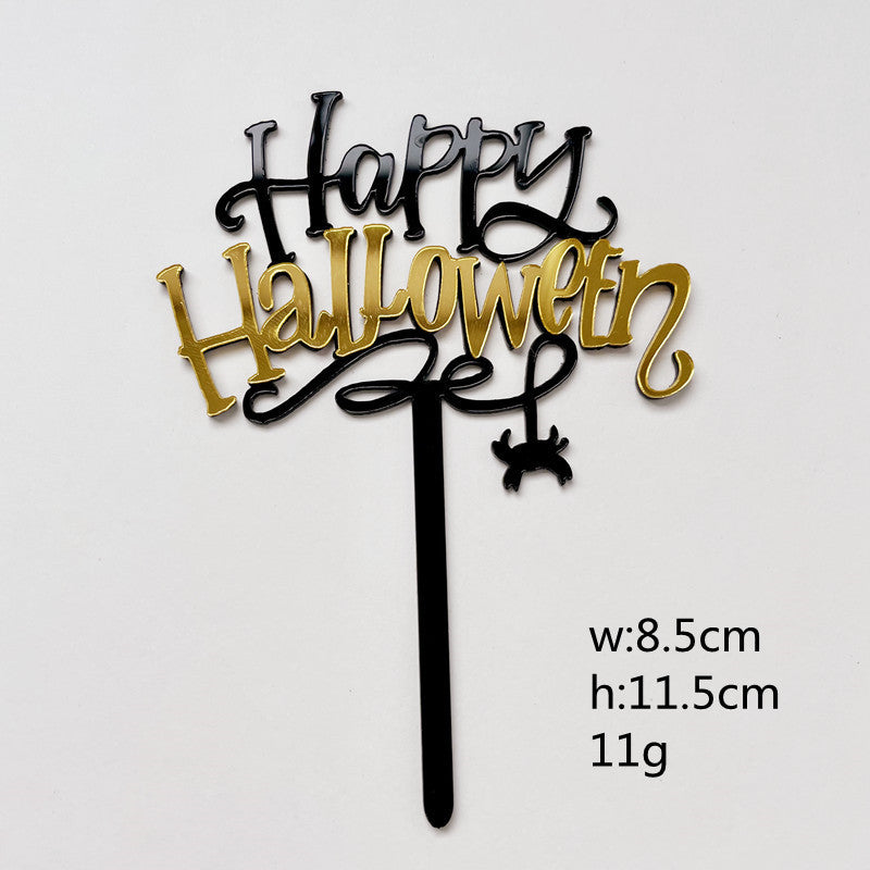 Happy Halloween Gold and Black Cake Topper