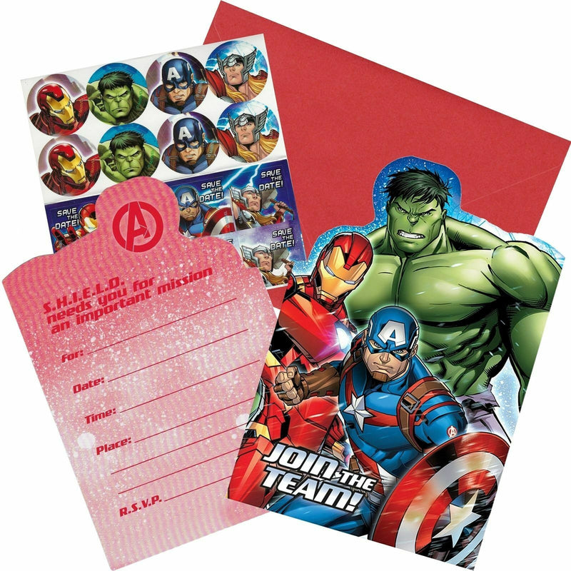 The Avengers Party Invitations 8pk with Envelopes - The Avengers Party Supplies