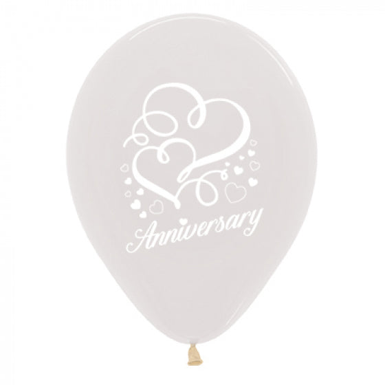 Anniversary Hearts Print Clear Latex Balloons