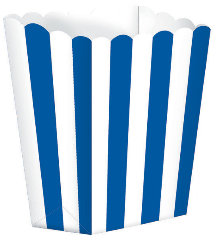 Popcorn Favor Boxes Small Striped Bright Royal Blue