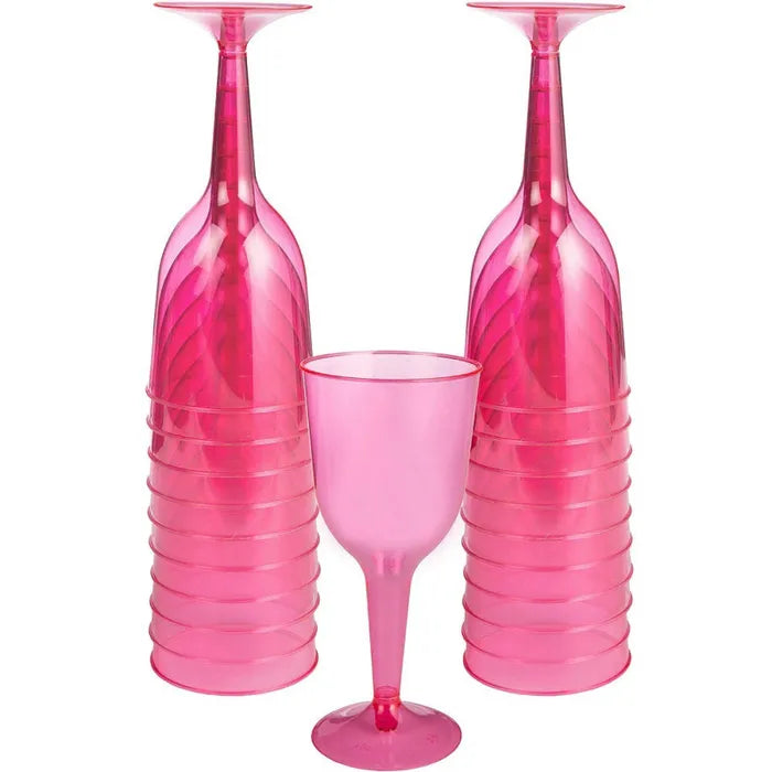 Wine Glasses Hot Pink Plastic (18pk)