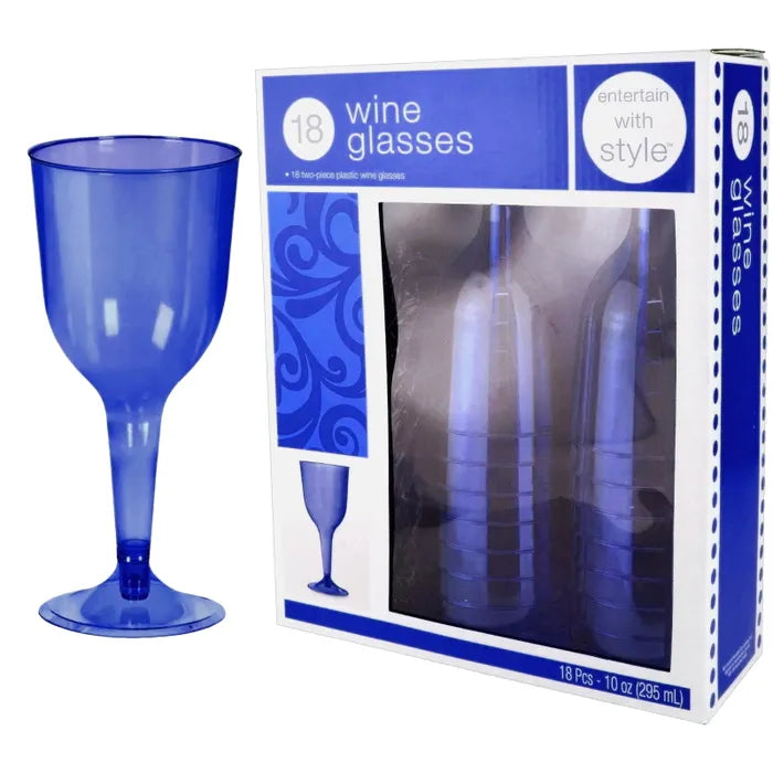 ROYAL BLUE PLASTIC CHAMPAGNE GLASSES (PACK OF 18)