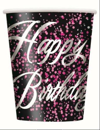 Glitz Pink Happy Birthday Paper Cups