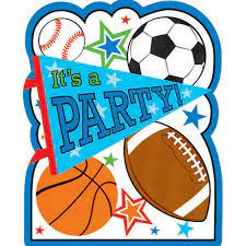 Sports Party Birthday Party Invitations Pack of 8 Kids Children Invites