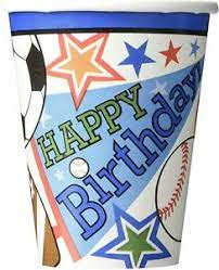 Sports Party Theme Paper Cups Pack of 8 Party Supplies Birthday Tableware