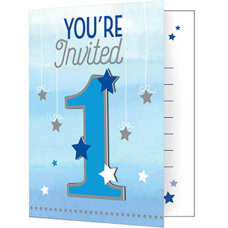 1st Birthday Little Star Boy Invitations