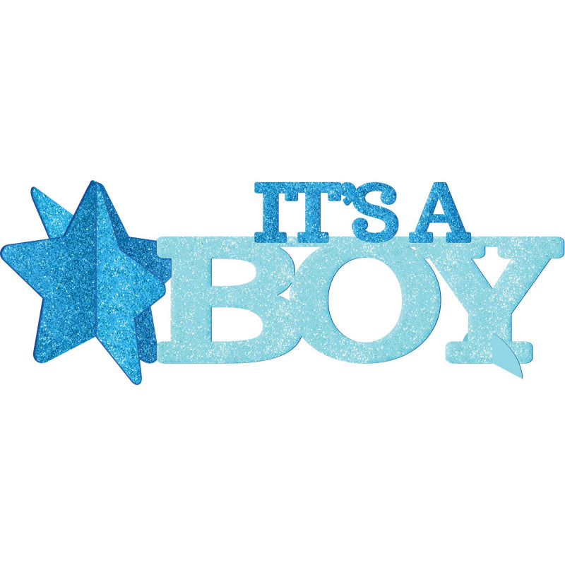 It's A Boy Glittered Blue Centrepiece