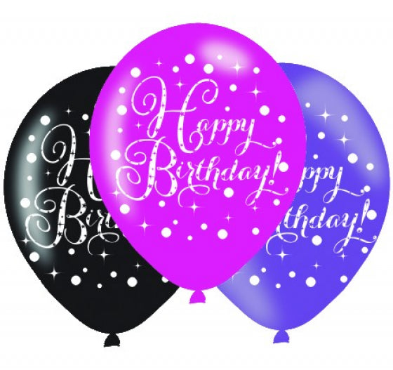 Pink Happy Birthday Latex Balloon