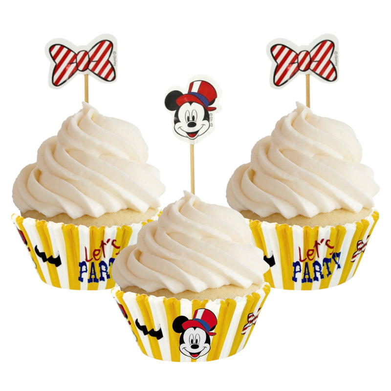 Mickey Mouse Vintage Carnival Baking Cups & Cupcake Picks (24 Of Each)