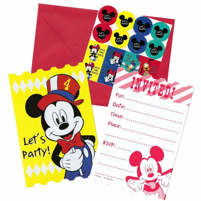 Mickey Mouse Vintage Carnival Party Invitation Set (Pack Of 8)