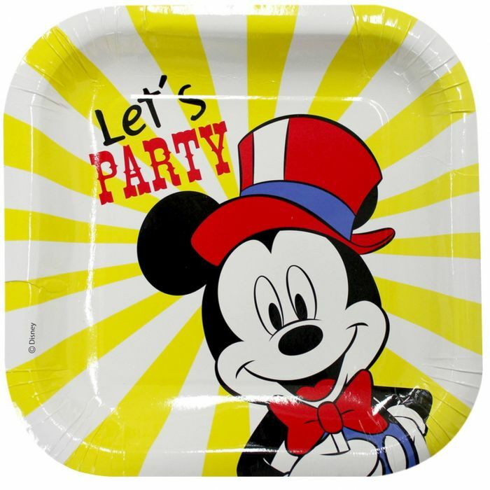 Mickey Mouse Vintage Carnival Large Paper Plates (Pack Of 8)
