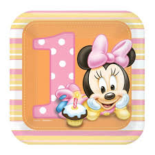 Disney Minnie's 1st Birthday Square Dessert Plates
